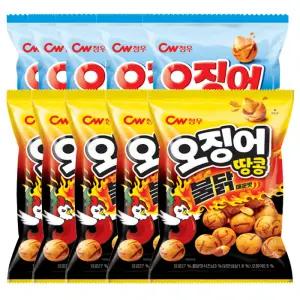 청우 오징어땅콩 10봉세트(오징어땅콩 90g 5+불땅 90g 5) /오리지널/불닭맛