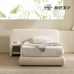 장인가구 도우 부클레 패브릭 와이드헤드 평상형 호텔 침대 프레임 SS+협탁1