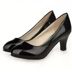 ONM 펌프스 애나멜 구두 미들힐 힐 여성 중간굽 앞코 뽀족