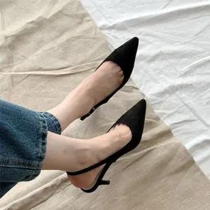 ONM 스틸레토 투톤 스웨이드 미들굽 스트랩 슬랭백힐 4f