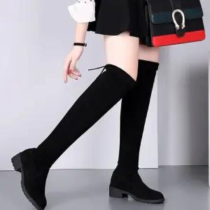 ONM 여자 스웨이드 스타일 기모 롱부츠 블랙 고품질 겨울