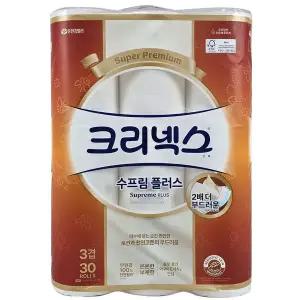 크리넥스화장지 수프림플러스 3겹 40m 30롤 롤화장지 화장지 무료배송