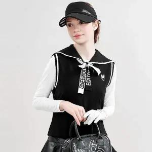 [체스골프]그린퀸 즈미스 여성골프 세일러카라 조끼 여성골프베