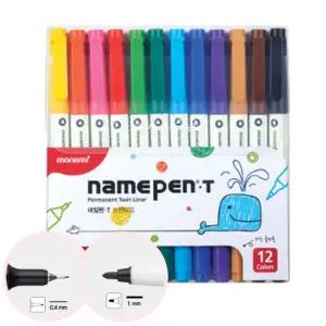모나미 양면네임펜세트 12색 가는촉 트윈네임펜