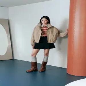 [LAP] AQ3WZ861 체크 안감 하이넥 면 점퍼