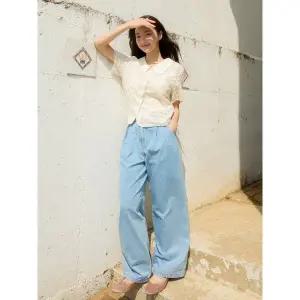 [올리브데올리브](광주신세계)핀턱 포인트 벨티드 와이드 데님 팬츠 OJ5ML272