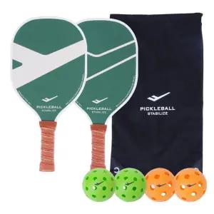 프로-스펙스 우든 피클볼 라켓 세트 2인 폴리우드 패들 공 가방 포함