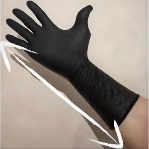 유에이컴퍼니 니트릴장갑손목긴100매1box 라텍스고무장갑 블랙 팔목긴 식당용 업소용 주방용 1개 중M