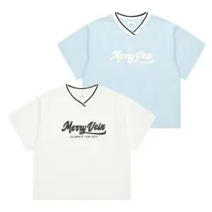 [틴톡] 여자 여름이월 5부 오버핏 브이넥 나일론 티(25PT453)