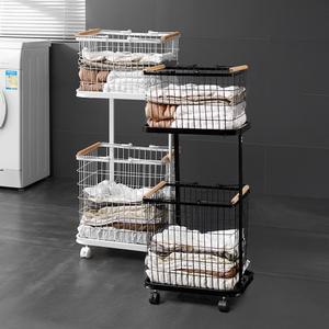 이동식 빨래바구니 2단 철제 다용도 사각형 카트 세탁바구니