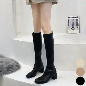 ONM 겨울 여성 부하지않은 사각굽 기모 롱부츠 얇은