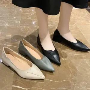 ONM 여성 스틸레토 로퍼 사무용 플랫 슈즈