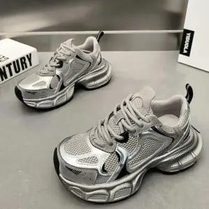 ONM 여성 메쉬 어글리슈즈 키높이 운동화 메탈릭 2컬러