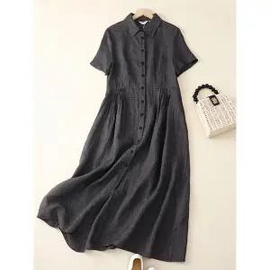 [하프클럽/넬리]러츠 린넨 카라 셔츠 원피스_NC2OP012