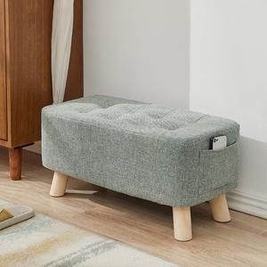 화장대 미니 풋스툴 통나무 오렌지 사각 발판 카페 작업 스텝의자 쿠션 패브릭 스툴 낮은