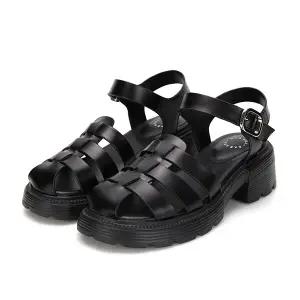 바바라 소가죽 피셔맨 청키 여성플랫폼샌들 6cm_BBH467