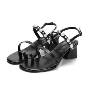 바바라 양가죽 보석포인트 여성 쪼리샌들5cm_BBF401BK