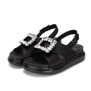 바바라 패브릭 큐빅 몰드 여성샌들 3cm_BBG352