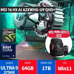 MSI 16 HX AI A2XWHG-U9 QHD+ 윈11 램64GB /백팩+마우스/당일발송
