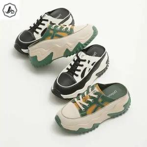 [애슬릿] 뮬 운동화 키높이 스니커즈 여성 배색 발 편한