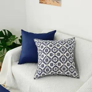 에스닉 국산 순면100 쇼파 침대헤드 사각 쿠션 방석 (솜+커버) 세트 50x50 네이비