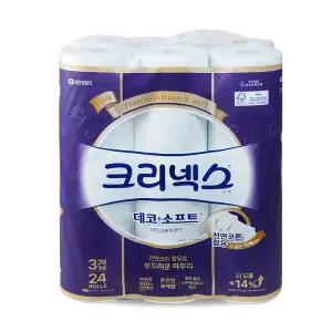 크리넥스 데코앤소프트 화장지 3겹 35m 24롤 x1팩