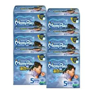 마미포코 꿀잠팬티 공용 특대형 18입, 6개