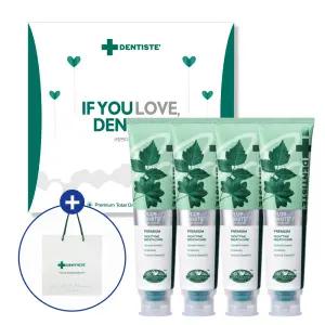 덴티스테 치약 4P 선물세트 플러스화이트 프로 160g 4개+쇼핑백