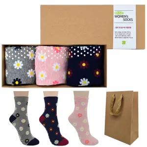 여성 이쁘다 미끄럼방지 [3매입] 양말선물세트 쇼핑백포함 추석명절 설날선물 어버이날단체 회사 행사 답례품
