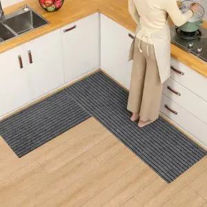 ㄱ자주방매트 잘라쓰는 주방 부엌 키친 싱크대 세탁 욕실 PVC 타올 러그 발 매트 1+1 세트