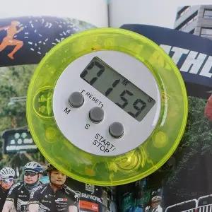 타이머 스톱워치 디지털 자석 원형 옐로우-WFHJLKL