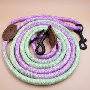 강아지 산책용 핸즈프리 리드줄 연두색 보라색