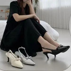 ONM 리본 포인트 슬링백 미들힐 여성 슈즈 5FW