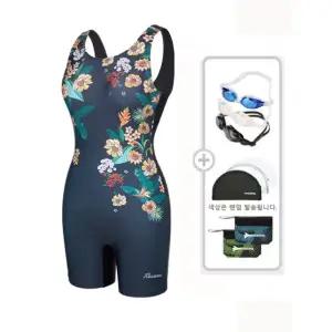 [레노마수영복](하남점)*폴리백 증정*여성 플라워 U백 3부 반신수영복 다크그레이 RN-LF2F861-DG