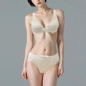 [롯데백화점]BARBARA 잘 모아주는 저중심 풀컵 레이스 와이어 브래지어 전체 망사 팬티세트ABR4449