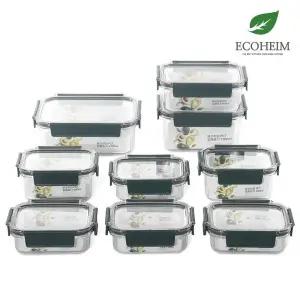 [에코하임]밀폐용기 데일리 9개(그린/화이트)