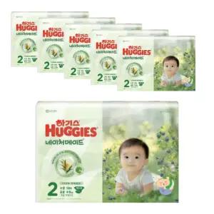 2025 하기스 네이처메이드 밴드형 2단계 공용 58매X6팩 소형 자연주의 기저귀