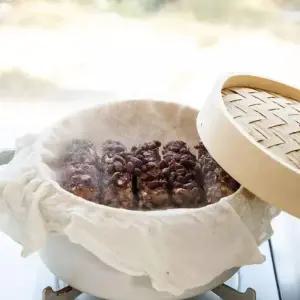 [마을기업싸리재]싸리재 국 팥시루떡 [무설탕통팥 현미 찰떡240g] 식사대용떡 아침 팥떡 찰시루떡