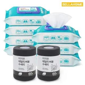 [1세트] 벨라홈 세균잡는 행주티슈 총7팩(팩당80매)+수세미 2롤(롤당 60매)