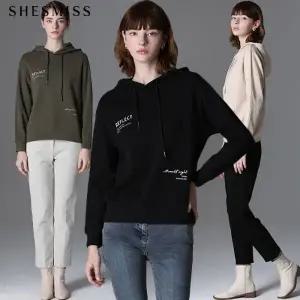 [하프클럽/쉬즈미스]루즈핏 레터링 후드 티셔츠