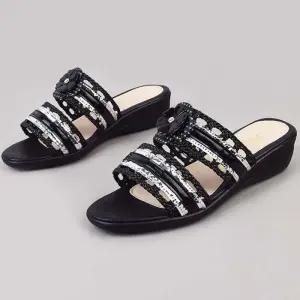 ONM 여성 플라워 투 웨지슬리퍼 샌들힐 통굽 키높이