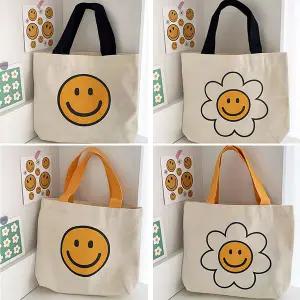 4종 스마일 데이지 에코백 미니 손가방 손잡이 가방 백 단체 대량 선물