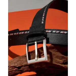 [롯데백화점]닥스 액세서리 [선물포장/쇼핑백동봉]블랙 원 체크라인 스트랩 소가죽 벨트 DBBE3E201BK