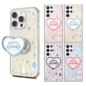 갤럭시 S22 S23 S24 S25 S26 울트라 A24 A15 A25 A16 스몰 하트 패턴 그립 톡홀더 투명 카드젤리 케이스