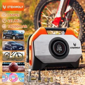 ETENWOLF VORTEX S6 휴대용 공기 압축기 듀티 사이클 및 듀얼 실린더 19200 mAh 자동차 어 팽창기 펌프 P600 풍선