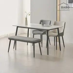 라로퍼니처 캐슬 1400 포세린 통 세라믹 4인 식탁 세트 식탁+의자2+벤치1)