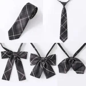 스모크그레이 격자 체크무늬 여자 넥타이 5종 교복.