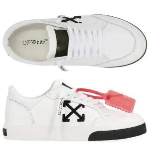 [오프화이트] 뉴 로우 불카나이즈 OMIA293C99LEA002 0110 오프화이트 집 타이 남성 가죽 스니커즈
