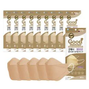 미라클하우스 굿매너 컬러 KF94 마스크 대형 베이지 50매 5매입x10개 722371