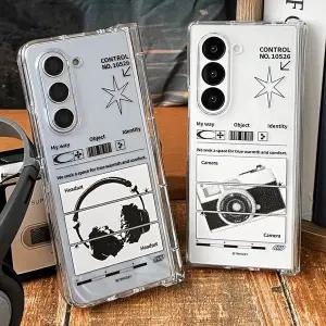 갤럭시 Z폴드 4 5 6 7 블랙 아트웍 헤드셋 로즈 카메라 힌지보호 클리어 하드 케이스 제트폴드